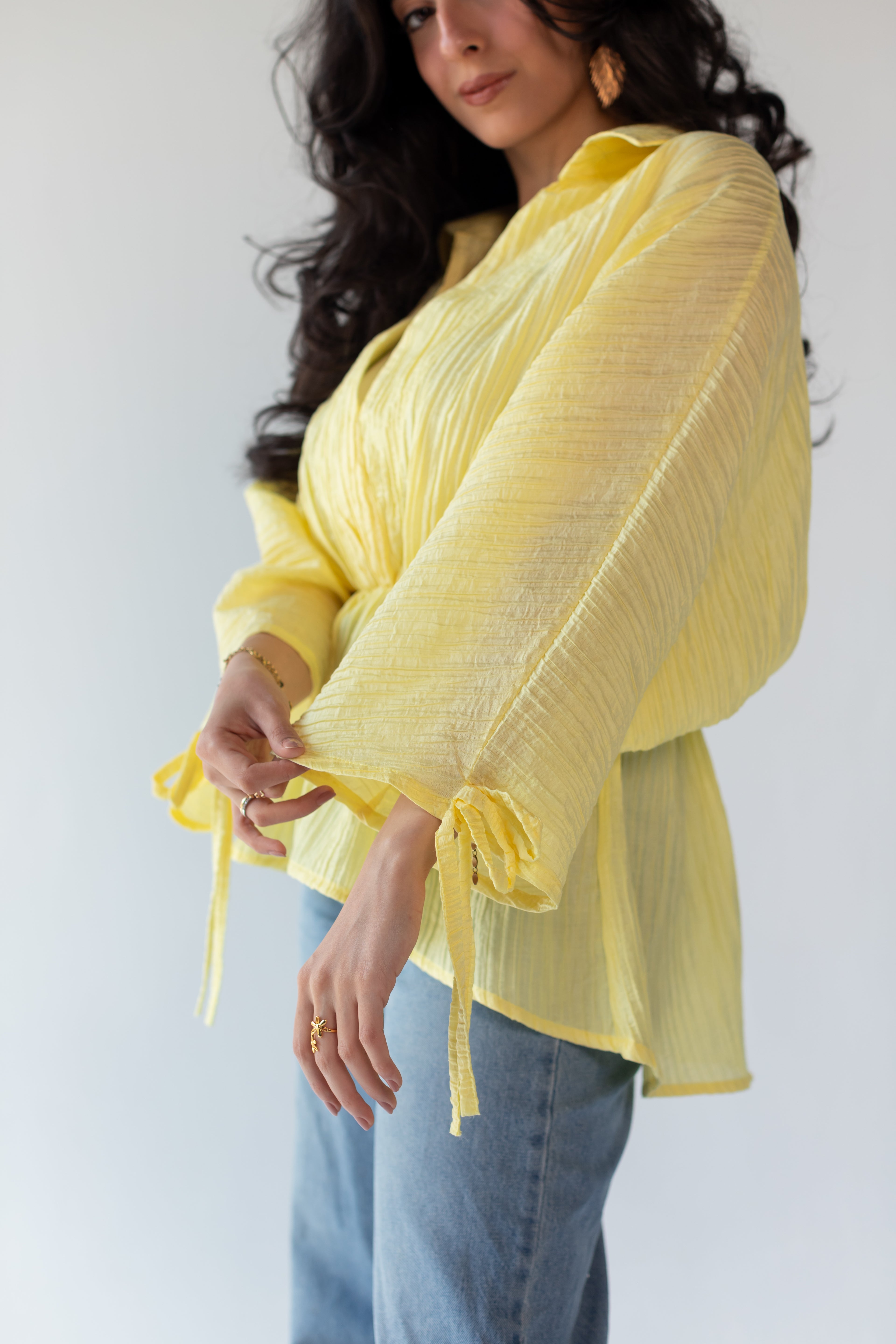 Yellow ruffle blouse