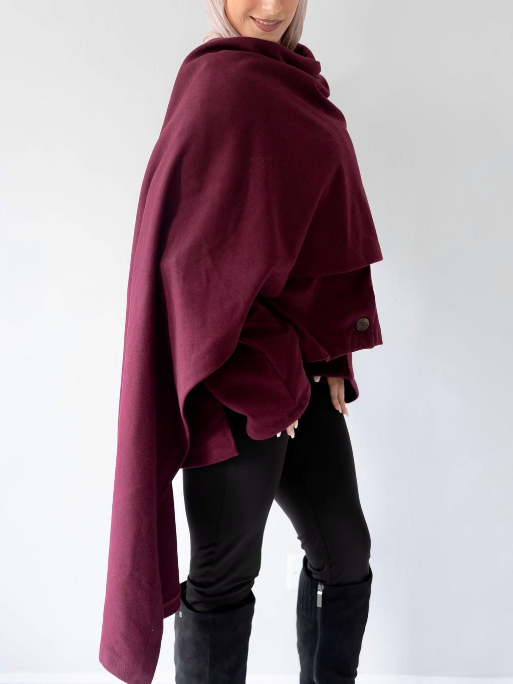 Burgundy scarf jacket