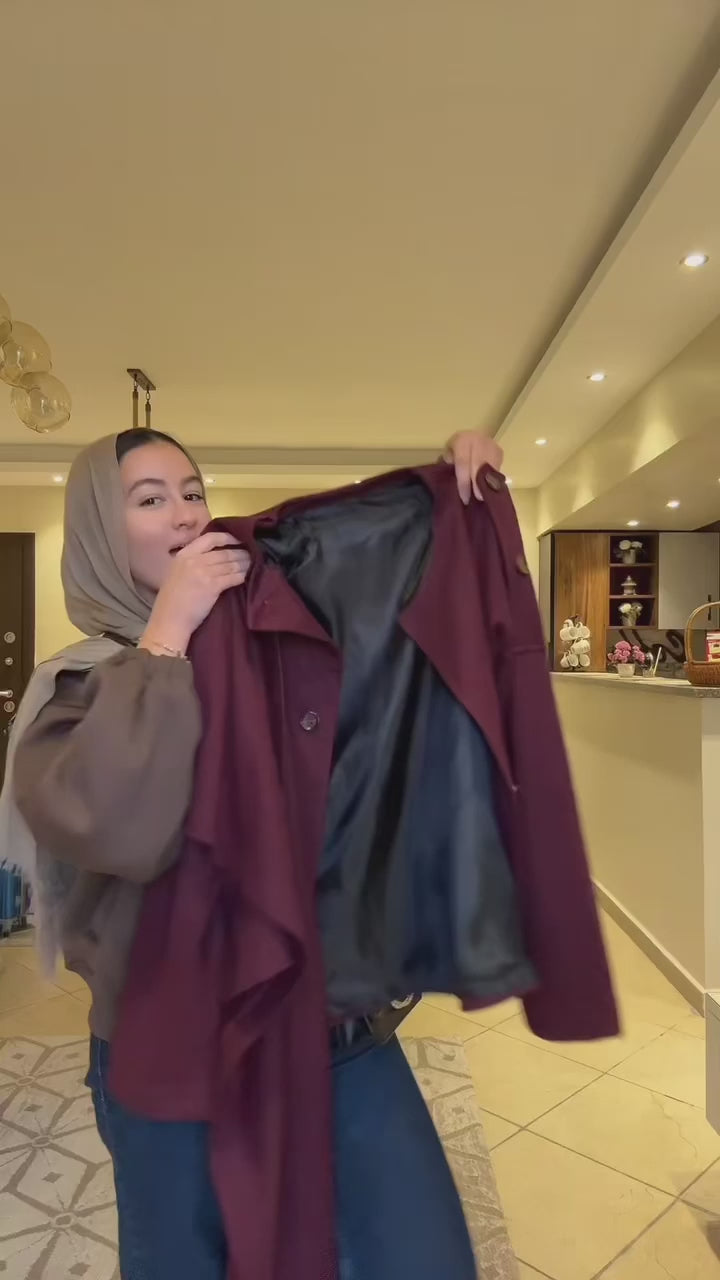 Burgundy scarf jacket